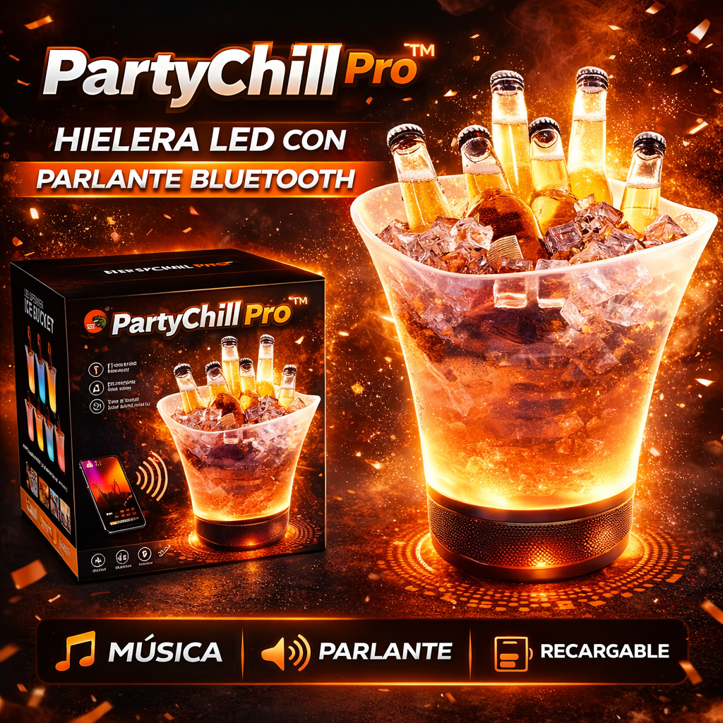 PartyChill Pro™ – Hielera LED con Parlante Bluetooth